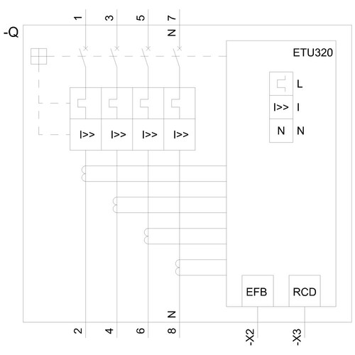 3VA2225-5HL42-0AA0 Siemens MCCB_IEC_BG250_250A_4P_55KA_ETU3_LI Produktbild Additional View 1 L