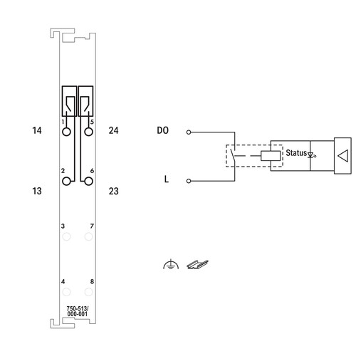 750-513/000-001 Wago 2 Kanal Relaisausgangsklemme Produktbild Additional View 1 L