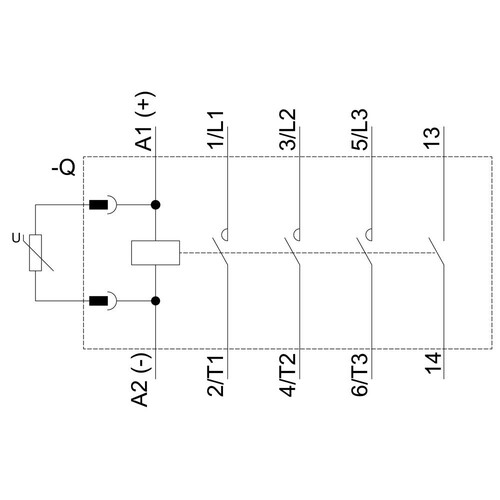 3RT2015-2QB41 Siemens Koppelschütz, AC- 3e, 7 A/3 kW/400V, 3-polig, DC 24V, 1S, Produktbild Additional View 2 L