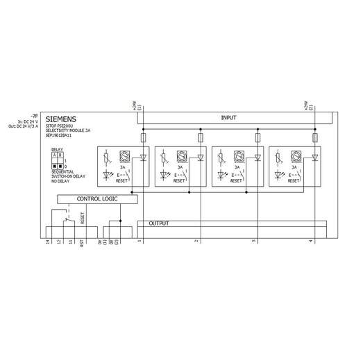 6EP1961-2BA11 Siemens SITOP PSE200U 3A Selektivitätsmodul 4 kanalig Eingang: D Produktbild Additional View 1 L