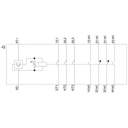 3RT2038-1KB44 Siemens Koppelschütz AC 3: 37kW/400V, 2S+2Ö, DC 24V, 3pol. S2 Produktbild Additional View 1 L