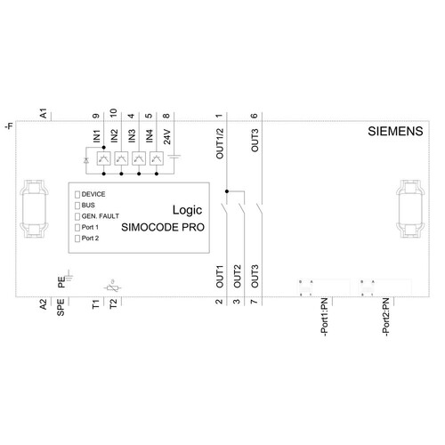 3UF7011-1AU00-0 Siemens Grundgerät 3 SIMOCODE pro V PN Ethernet/PROFINET IO, Produktbild Additional View 1 L