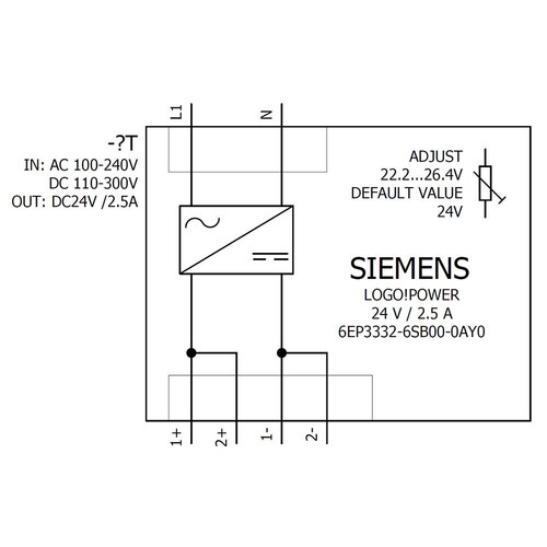 6EP3332-6SB00-0AY0 Siemens LOGO! Power Geregelte Stromversorgung 24VDC / 2,5 A Produktbild Additional View 1 L