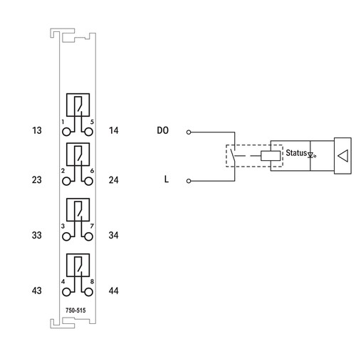 750-515 Wago 4DO AC 250 V 2A Pot free Relay4NO Produktbild Additional View 1 L