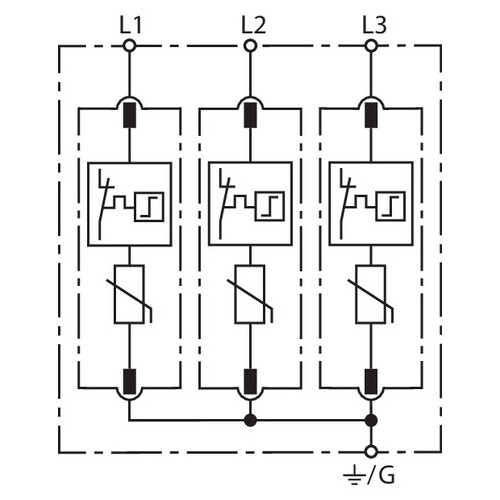 908314 Dehn DG MU 3PY 480 3W+G Überspannungsableiter Typ 2 DEHNguard M Produktbild Additional View 1 L