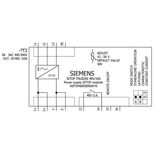 6EP3446-8SB00-0AY0 Siemens Stromversorgung SITOP PSU8200, 3 phasig Produktbild Additional View 1 L