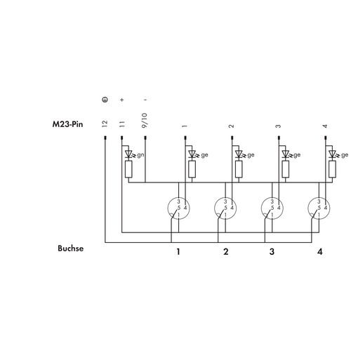 757-144 Wago M12 Sensor / Aktorbox, 4 fach, 4 polig, M23-Anschluss Produktbild Additional View 1 L