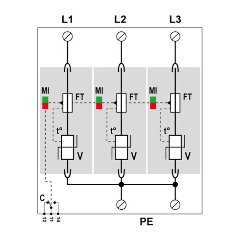 821110223 Citel DAC50S-30-275 TYP 2 Überspannungsableiter 3-Polig Produktbild Additional View 1 L