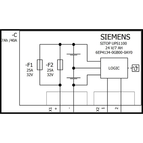 6EP4134-0GB00-0AY0 Siemens Batteriemodul mit Bleiakkus SITOP UPS1100, DC 24 V/7  Produktbild Additional View 1 L