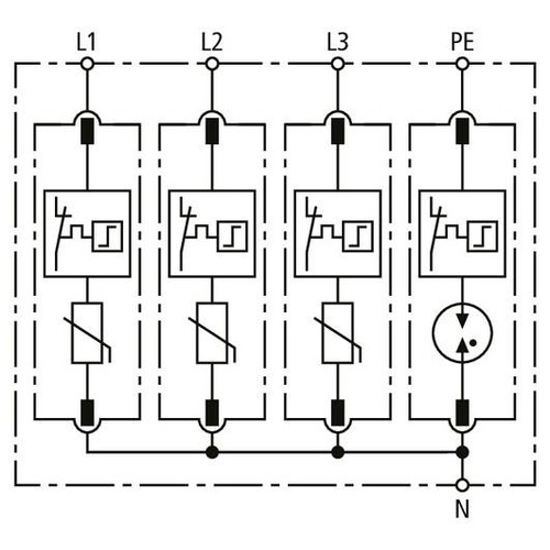 955321 Dehn Überspannungsableiter Typ 2 SPD VT2 4 polig für TT  und TN-S-Systeme Produktbild Additional View 1 L