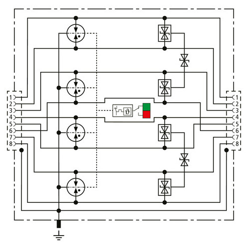 929161 Dehn Kombi Ableiter DEHNpatch bis 10 GBit mit RJ45 Buchsen und Statusanze Produktbild Additional View 2 L