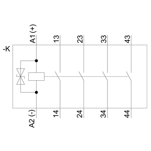 3RH21401KB40 Siemens Koppelhilfsschütz, 4S, DC 24V, S00, Schraubanschluss, mit  Produktbild Additional View 1 L