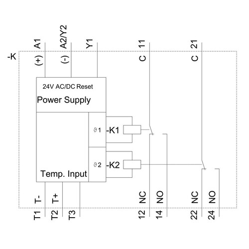 3RS2600-1BW30 Siemens Temperaturrelais, universell, Display, AC/DC 24-240 V, 2  Produktbild Additional View 1 L