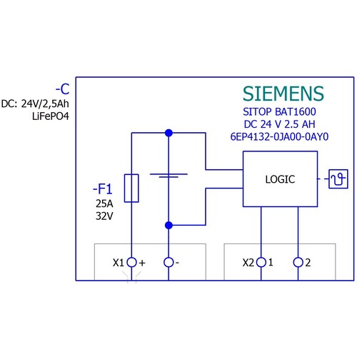 6EP4132-0JA00-0AY0 Siemens SITOP BAT1600 DC 24 V 2.5 Ah LiFePO4 Batteriemodul fü Produktbild Additional View 1 L