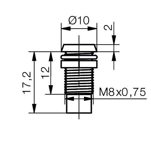 AMBD 080-2 BURISCH-ELEKTRONIK LED 5MM ROT IN CHROMFASSUNG BOHRUNG 8MM Produktbild Front View L