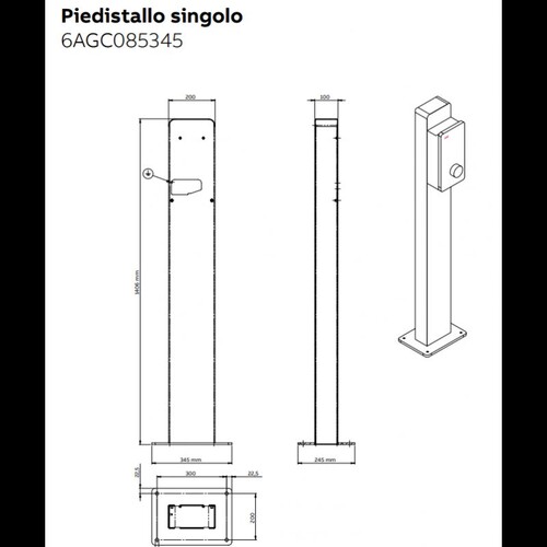 6AGC085345 ABB RG-CL Standsäule alu für Terra Wandladestation Produktbild Additional View 1 L