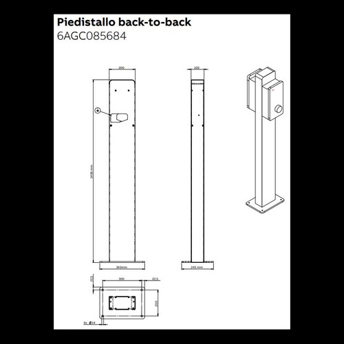 6AGC085684 ABB ALU-Standfuß Rücken-an- Rücken,  für zwei Terra Wandladestation Produktbild Additional View 1 L