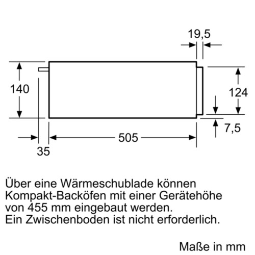 BIC510NB0 Bosch Wärmeschublade 14cm schwarz max. 15kg Produktbild Back View L