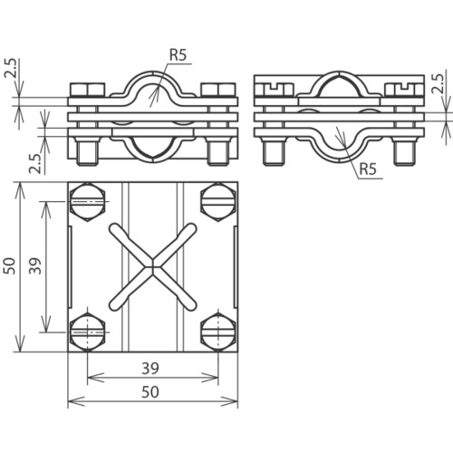 314310 DEHN KREUZKLEMME 8-10 / 8-10 3TLG M6 Produktbild Additional View 1 L