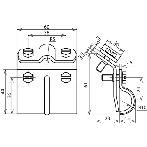 339010 DEHN DACHRINNENKLEMME 7-10 BREITE 60 Produktbild Additional View 2 L