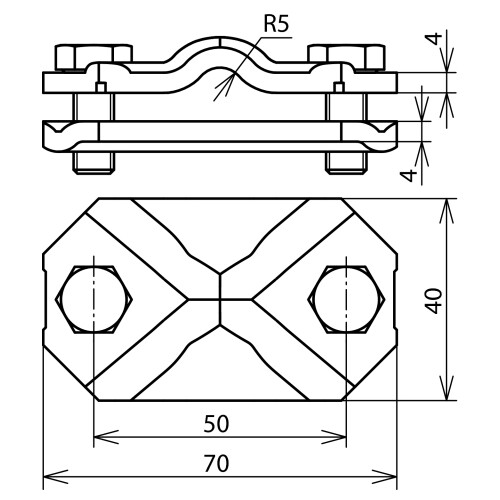 454100 DEHN VERBIND/TRENNKLEM.  7-10 30-40 2TLG NIRO-SCHRAUBEN M8 Produktbild Additional View 1 L