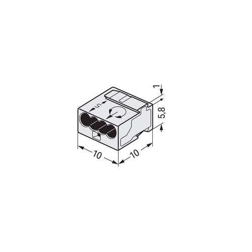 243-304 WAGO MICRO-DOSENKLEMME 4X0,5-1 H-GRAU Produktbild Additional View 1 L