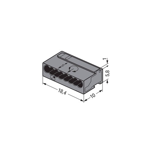 243-208 WAGO MICRO-DOSENKLEMME 8X0,5-1 D-GRAU Produktbild Additional View 1 L