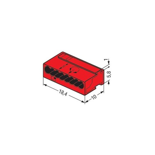 243-808 WAGO MICRO-DOSENKLEMME 8X0,5-1 ROT Produktbild Additional View 1 L