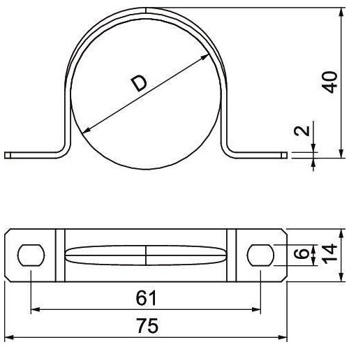 1018396 OBO ROHRSCHELLE 2-LAPPIG 40MM METALL 1018 396 Produktbild Additional View 1 L