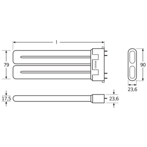 333588 OSRAM DULUX F 24W/840 KOMPAKT- LEUCHTSTOFFLAMPE HELLWEISS 2G10 EEI:A Produktbild Additional View 2 L