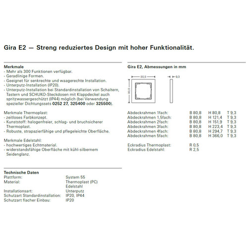 21122 GIRA RAHMEN 1-FACH E2 REINWEISS seidenmatt Produktbild Additional View 1 L