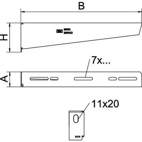 6424716 OBO MWA 12/11 WAND U. STIELAUSLEGER B X 110 Produktbild Additional View 1 L