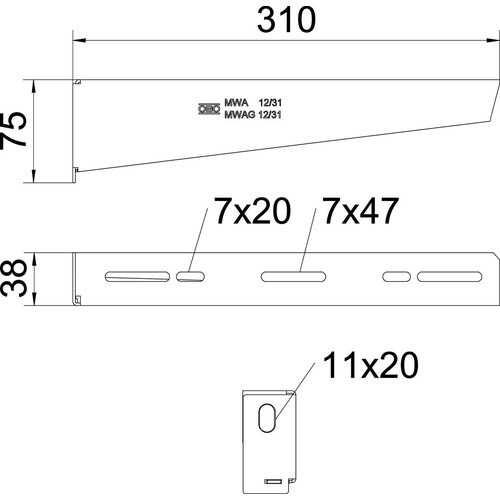 6424740 OBO MWA 12/31 WAND U. STIELAUSLEGER B X 310 Produktbild Additional View 1 L