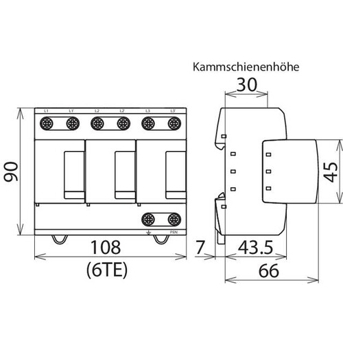 951300 DEHN DV M TNC 255 DEHNVENT. 3POL. F.TN-C SYSTEME B+C (D) ABLEITER Produktbild Additional View 3 L