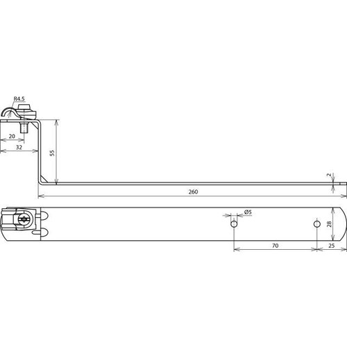 202040 DEHN DACHLEITUNGSHALTER FVERZ.H55 L210 ST/TZN,F.RD6-8,GERADE Produktbild Additional View 1 L