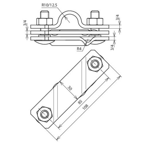 620915 DEHN ANSCHLUSSSCHELLE,NIRO/V4A F. RD7-10/FL40 F.TIEFENERDER D20 Produktbild Additional View 2 L