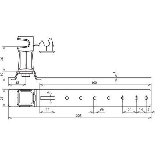 204170 DEHN DACHLEITUNGSHALTER ALU/KST GR F.RD8,M.VORGEF.BIEGESTE.UNISNAP Produktbild Additional View 1 L