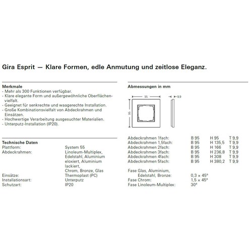 100210 GIRA RAHMEN 2-FACH O.MITTELSTEG ESPRIT CHROM Produktbild Additional View 1 L