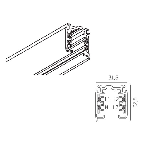 208-19104102 MOLTO LUCE NOA 3-PHASENAUF- BAUSCHIENE SCHWARZ 1M Produktbild Additional View 1 L