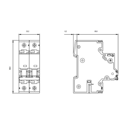 5SY5210-6 SIEMENS LEITUNGSSCHUTZSCHALTER ALLSTROM 10/2/B DC 440V AC 400V 10KA Produktbild Additional View 2 L