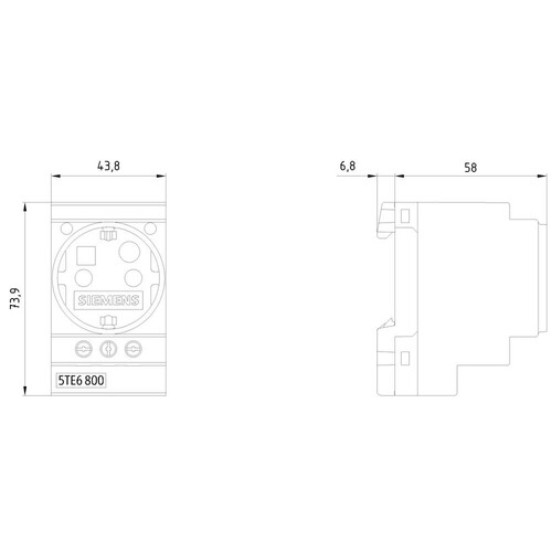 5TE6800 SIEMENS STECKDOSE RE, 16A, 2,5TE GEMÄSS VDE 0620-1 Produktbild Additional View 2 L