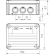 2007077 OBO FR KABELABZWEIGDOSE 151X117X67 10XM25 IP66 RAL7035 Produktbild Additional View 1 S