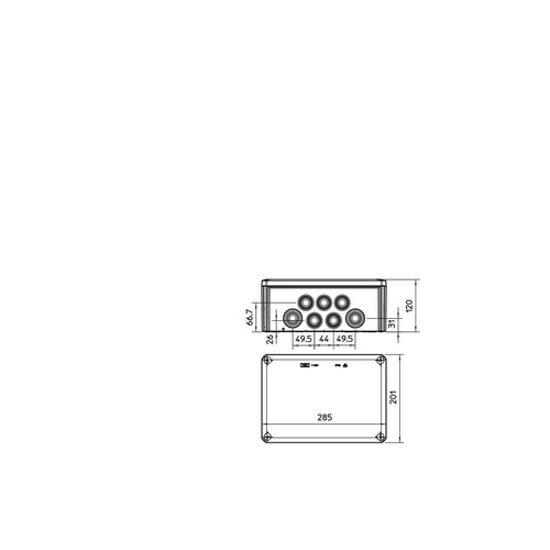 2007125 OBO FR KABELABZWEIGDOSE 285X201X120 16XM32/8XM40 IP66 RAL7035 Produktbild Additional View 1 L