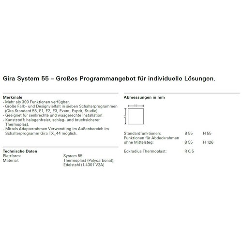 63803 GIRA ABDECKUNG ZUGTASTER/SCHALTER SYSTEM 55 REINWEISS Produktbild Additional View 1 L