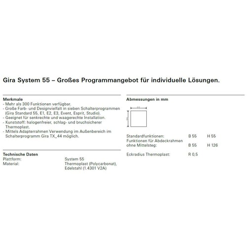 63827 GIRA ABDECKUNG ZUGTASTER/SCHALTER SYSTEM 55 REINWEISS MATT Produktbild Additional View 1 L
