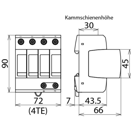 952310 DEHN ÜS-ABLEITER DEHNGUARD M 230/400V/20KA Typ 2 3pol.+N TT+TN-S Produktbild Additional View 2 L