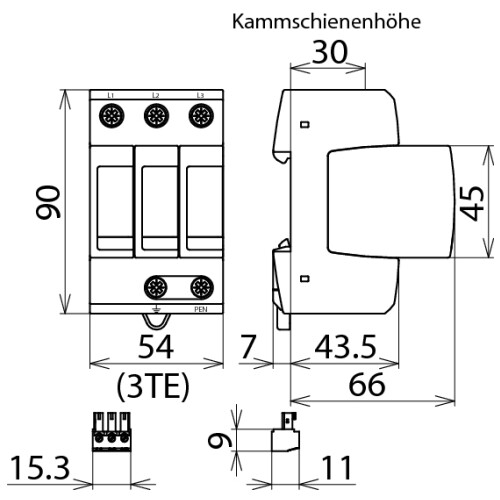 952305 DEHN ÜS-ABLEITER DEHNGUARD M FM 230/400V/20KA Produktbild Additional View 3 L