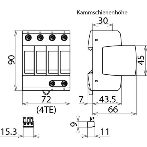 952315 DEHN ÜS-ABLEITER DEHNGUARD M 230/400V/20KA Produktbild Additional View 2 L