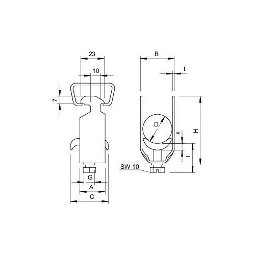 1156063 Obo 2056M46FT Bügelschelle 40-46mm, mit Metalldruckwanne, verzinkt Produktbild Additional View 1 L