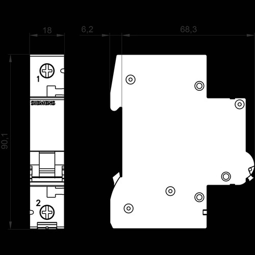 5SL6106-6 SIEMENS LS-SCHALTER B 6A 1-POLIG AC 230/400V Produktbild Additional View 2 L